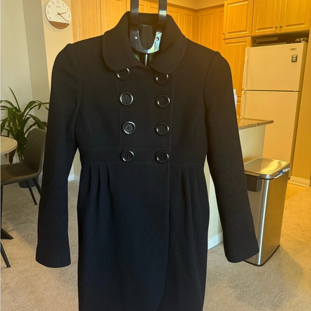 Kate Spade Black Double-Breasted Pea Coat